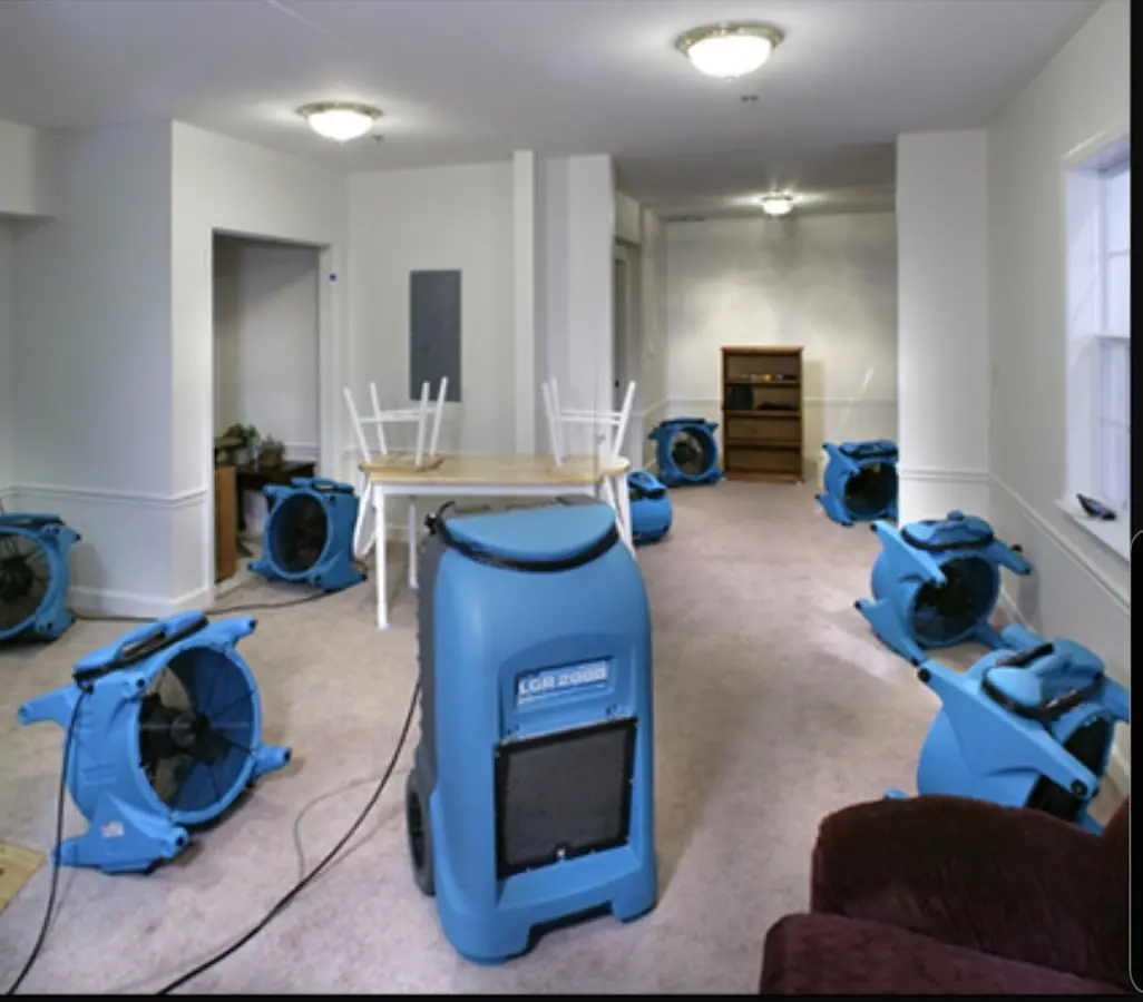 Air movers and dehumidifier setup for Water Extraction & Removal in Larkfield-Wikiup